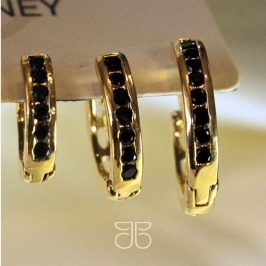 ARGOLINHA TRIO 1 FILETE PEDRA PRETA OURO