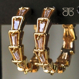 BRINCO ARGOLINHA 2 FILETES ZIRCONIA BAGUETE