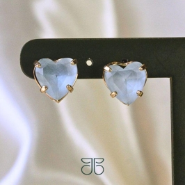 BRINCO CORAÇAO PEDRA AZUL CLARO