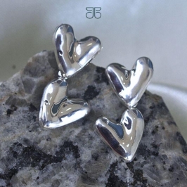 BRINCO 2 CORAÇÕES ABSTRATOS PEND PRATA