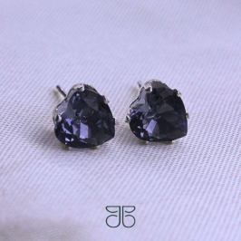 BRINCO SOLITÁRIO CORAÇÃO M PRATA PEDRA LILÁS