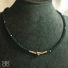 CHOKER CRISTAL COR VERDE BOLINHA CORAÇÃO OURO