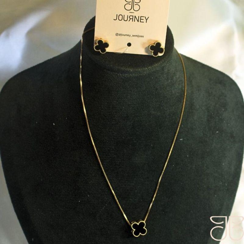 CONJUNTO TREVO PEDRA PRETA