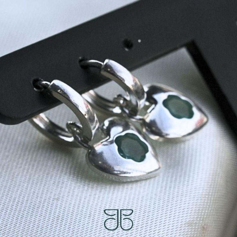 ARGOLINHA CLICK CORAÇÃO FLOR VERDE