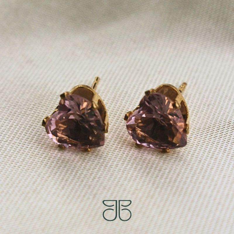 BRINCO CORAÇÃO G PEDRA ROSA