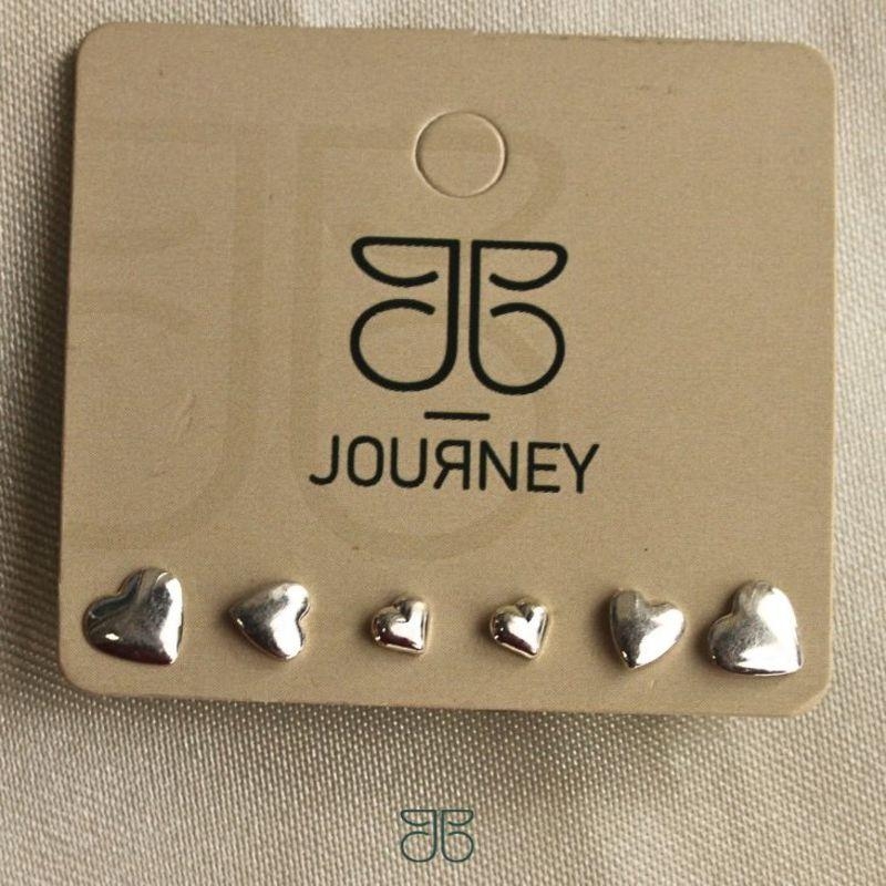 BRINCO TRIO CORAÇÃO CHAPINHA PRATA