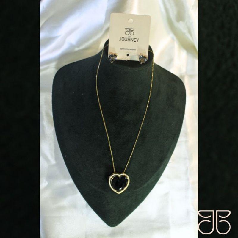 CONJUNTO PEDRA CORAÇÃO GRAFITE