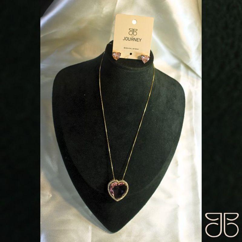 CONJUNTO PEDRA CORAÇÃO ROSA