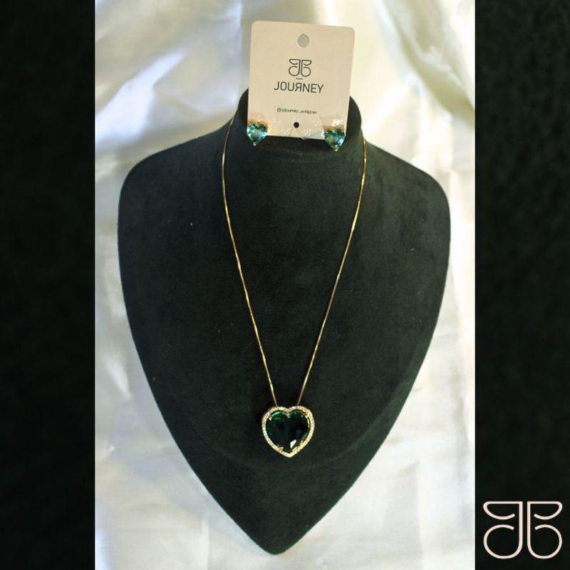 CONJUNTO PEDRA CORAÇÃO VERDE