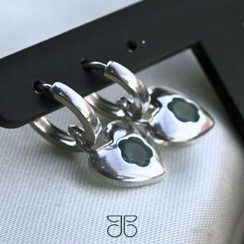 ARGOLINHA CLICK CORAÇÃO FLOR VERDE