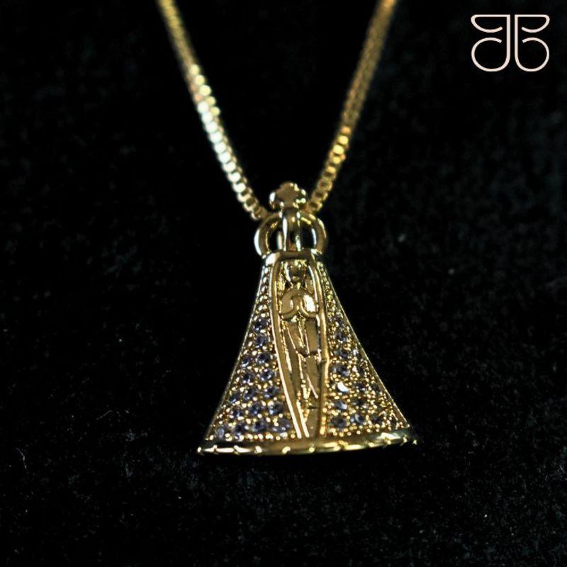GARGANTILHA NOSSA SENHORA CRAVEJADA OURO