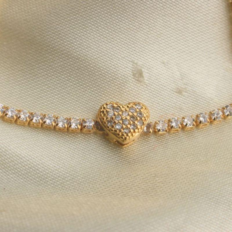 PULSEIRA ZIRCONIA CRISTAL CORAÇÃO MICRO ZIRCONIAS